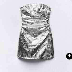 Zara Ruched Metallic Mini Jumpsuit